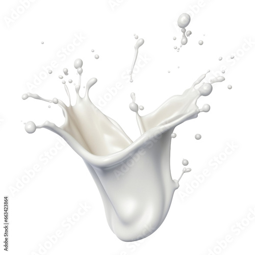 Milk splash isolated on transparent background, white creamy liquid crown wave swirl drops, fluid paint splashing droplets flow, design element fresh drink, dairy, falling, pour bubbles spatter flying