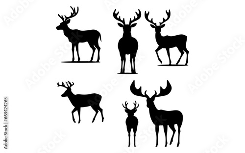 Silhouette collection of deers and Christmas reindeer - isolated on transparent background  png 