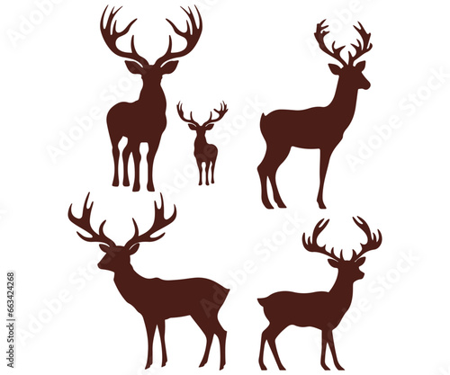 Reindeer and deer Christmas silhouette collection - isolated on transparent background, png 