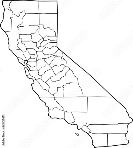 doodle freehand drawing of california state map.