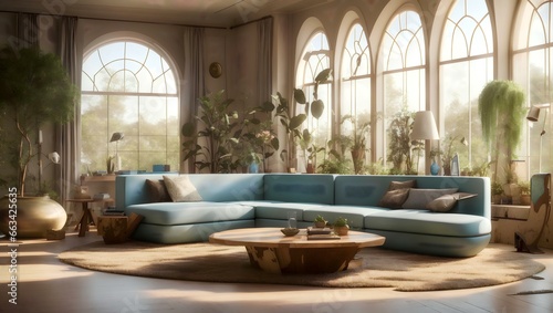 A Whimsical Living Room with a Grand Window  A Digital Rendering by Gregory Gillespie photo