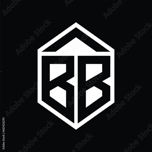 BB Letter Logo monogram simple hexagon shield shape isolated style design