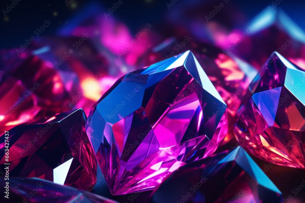 Neon colorful gradient gems. Isolated on black Neon colorful gradient gems. Isolated on black