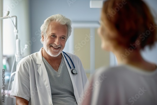 Wallpaper Mural Middle-aged doctor in his office chatting and commenting in a friendly manner with his patient about his condition. Torontodigital.ca