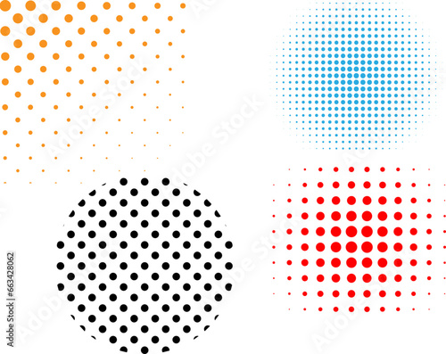 Halftone gradient. Dotted gradient, smooth dots spraying and halftones dot background seamless horizontal geometric pattern vector template set. Abstract dot gradient halftone pattern
