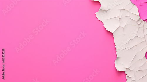 ripped paper border in pink on handmade colorful backgrond photo