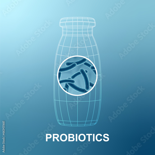 Probiotics lacto bacteria. Healthy nutrition and digestion healthcare. EPS10 vector