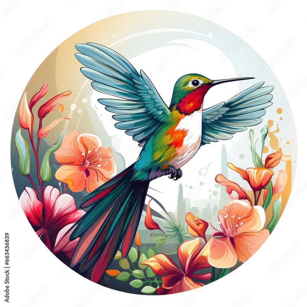 Hummingbird clipart on white background.