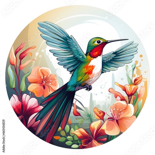 Hummingbird clipart on white background. © MstHafija