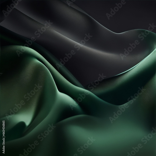 green silk background - Black and Green satin fabric - silk background - Generative AI
