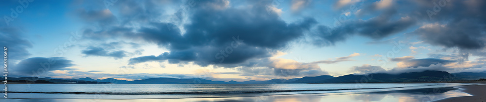 panorama landscape of beach of clouds, generative ai 