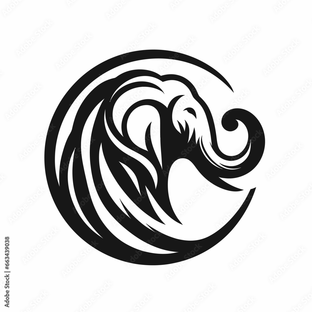  black and white elephant, tattoo, vector, design, tribal, illustration