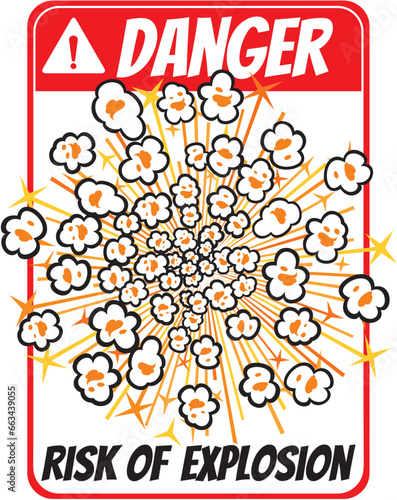 Danger Sign Color. Risk of Explosion. Popcorn. Vector Illustration.