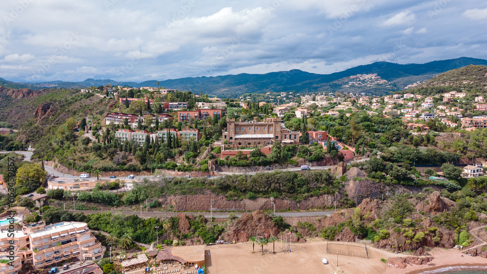 Aerial view of Mount Turnei, located on the French Riviera. Photography was shot from a drone at a higher altitude.