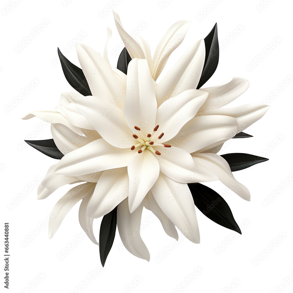 Vanilla flower isolated on white transparent background, PNG - obrazy, fototapety, plakaty 