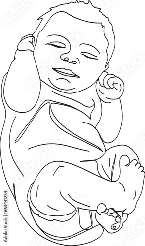 Newborn Outline Icon  Sleeping Baby Vector Illustration in Simplistic One-Line Drawing  Baby Sleep Illustration  Newborn Outline Icon Depicted in Vector One-Line Drawing
