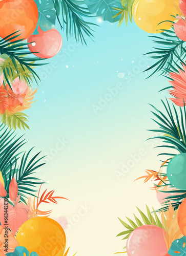 tropical cocktail background frame created with Generative Ai