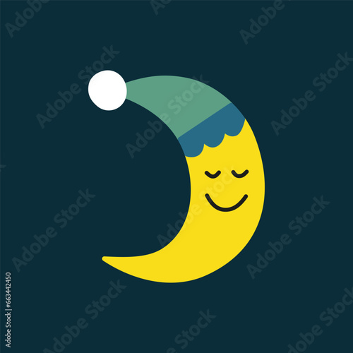 Doodle colorful sleeping month.