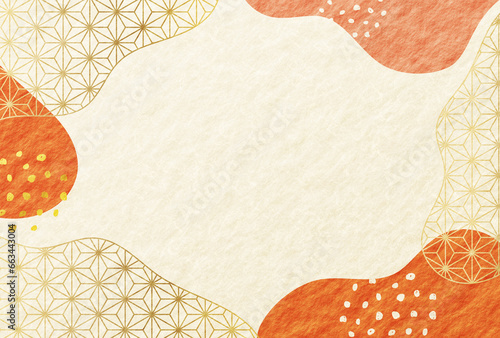 年賀状　正月　和 モダン 和紙の背景 ハガキ 2026年