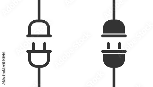 Plug icon. Connection symbol. Electricity, wired, error. Outline, flat and colored style icon for web design. Vector illustration.