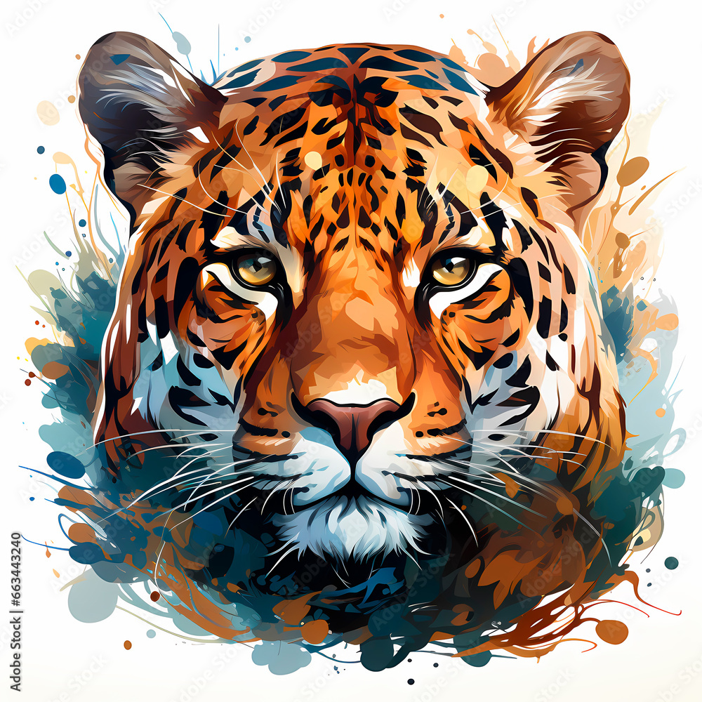colorful amazon jaguar illustration for t-shirt design
