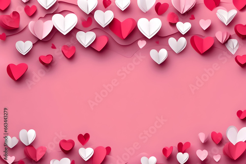 Valentines day background banner background with red and pink hearts - concept love