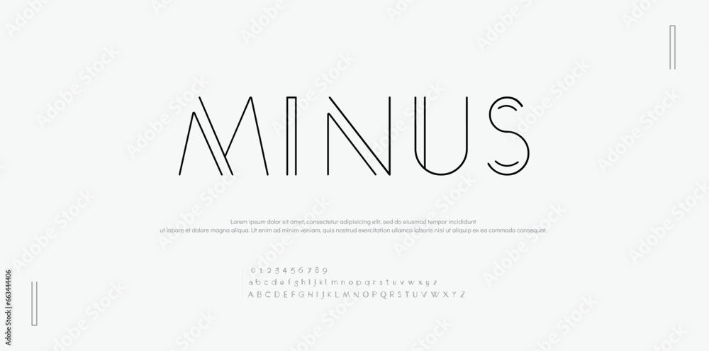 Minus Modern minimal abstract typefaces. Typography technology, electronics, movie, digital, music, future, creative font logo. vector illustration - obrazy, fototapety, plakaty 