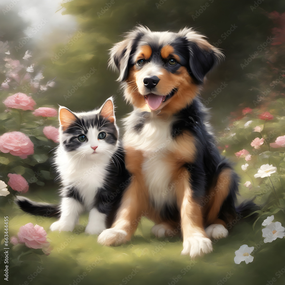 Adorable dog and cat, radiating coziness and companionship. Perfect for heartwarming moments and pet-loving projects. 🐶🐱💕 Adorable dog and cat, radiating coziness and companionship. Perfect for heartwarming moments and pet-loving projects. 🐶🐱💕