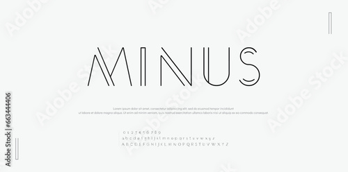 Minus Modern minimal abstract typefaces. Typography technology, electronics, movie, digital, music, future, creative font logo. vector illustration