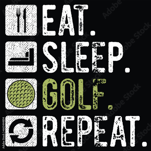 Eat Sleep Golf Repeat Funny Golf Golfer Gift Sports T Shirt