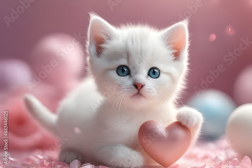 kitten with heart