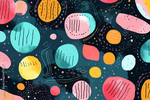 Grunge textures quirky doodle pattern, wallpaper, background, cartoon, vector, whimsical Illustration