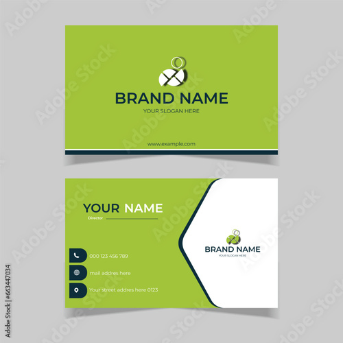 elegant modern business card design template green and white