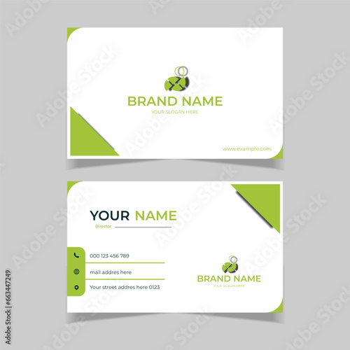elegant modern business card design template green and white