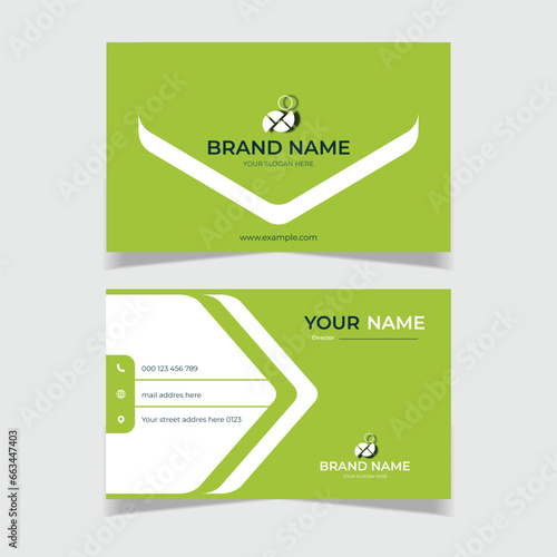 elegant modern business card design template green and white