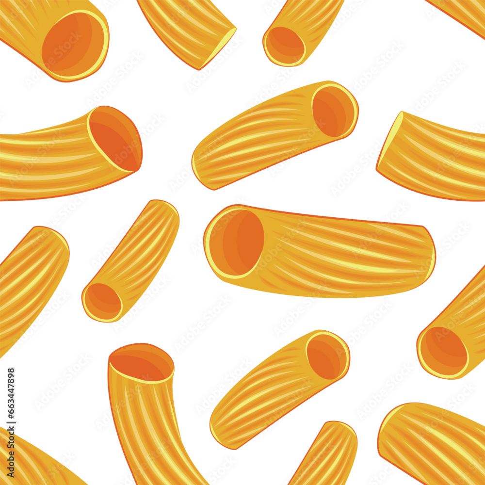 Seamless Pattern with different types of pasta.  Seamless pattern with pasta. Food Pattern. Pasta Background. Food Background. Kitchen vibrant design. Colorful vector illustration