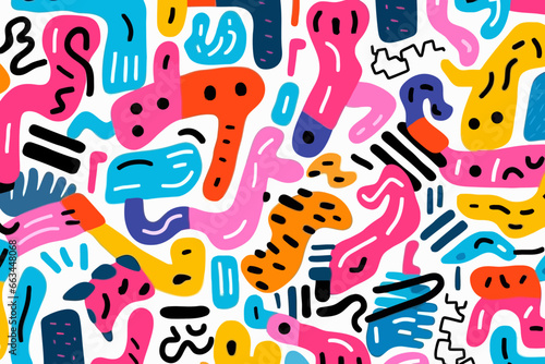 Hand-drawn typography quirky doodle pattern, wallpaper, background, cartoon, vector, whimsical Illustration