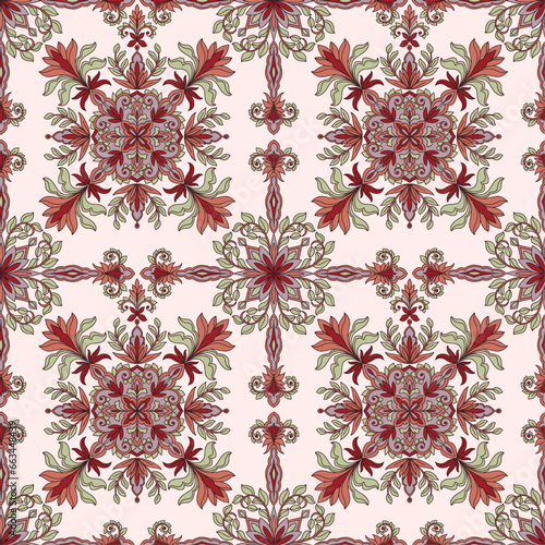 Beautiful floral geometric pattern tile