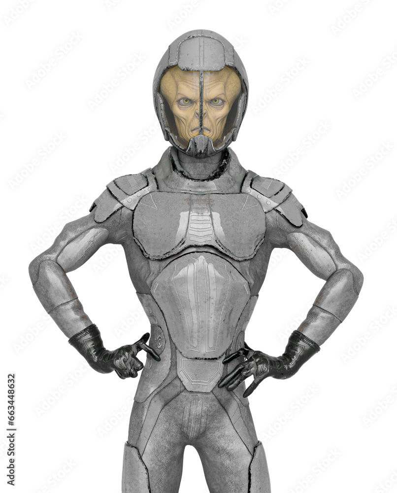 alien soldier is doing a super pose alien soldier is doing a super pose