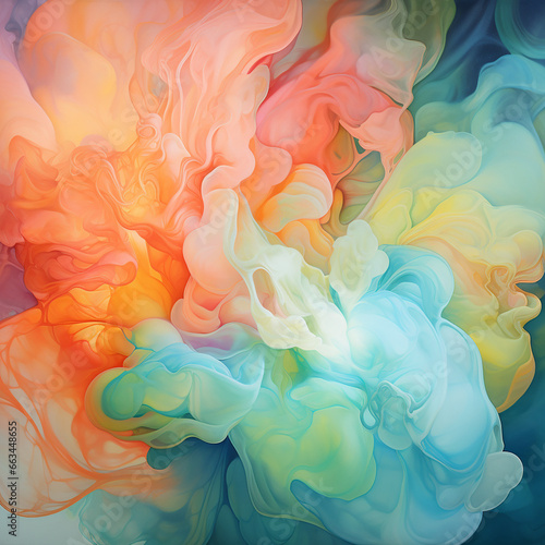 multi-colored smoke on a pattern background created with Generative Ai