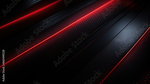 Modern Dark hexagonal carbon fiber with red luminous lines and highlights background.AI generated image