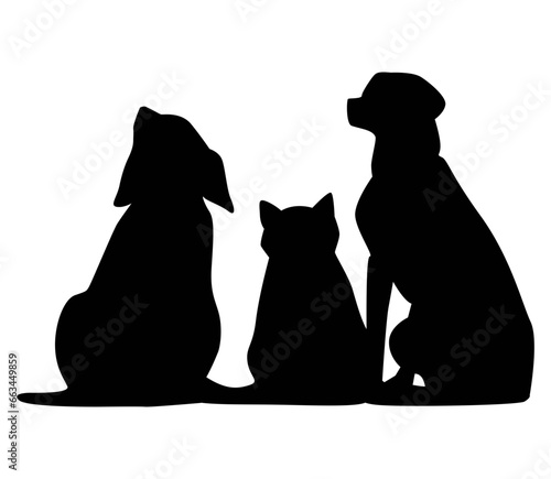 vector silhouettes of pets