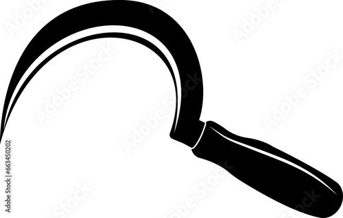 Vector image of a sickle, made in two colors - black and white.