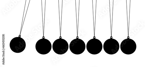 Newton's cradle, pendulum with swinging spheres or ball. Business, leadership, teamwork or communication concept. Hanging balancing balls of newtons cradle science. Balance, Hypnosis, newtons cradle. 