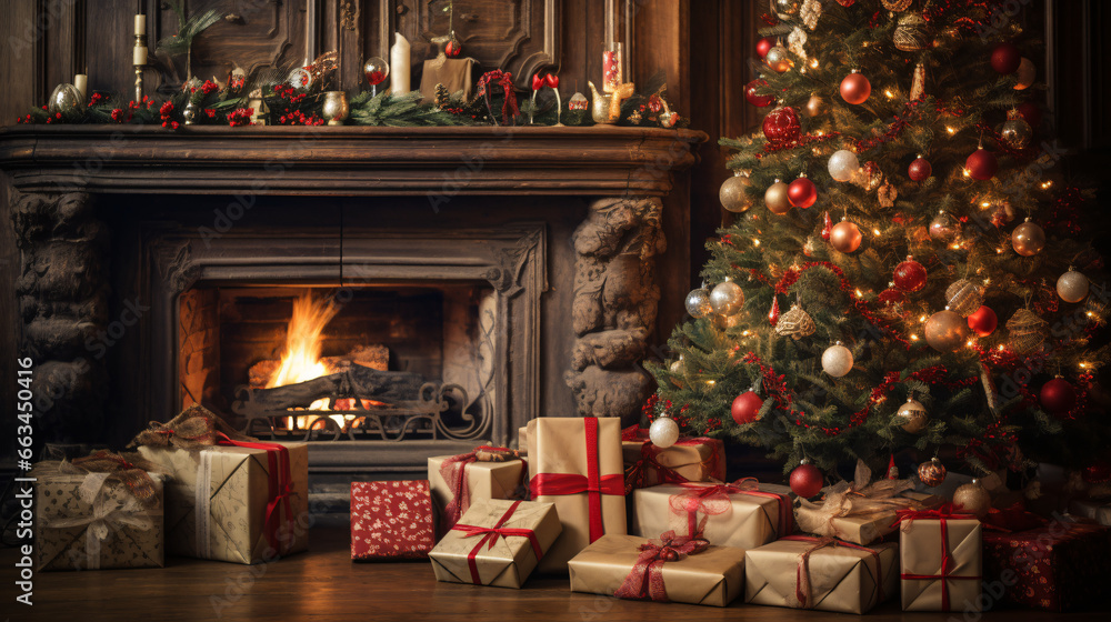 fireplace with christmas decoration
fireplace with christmas decoration