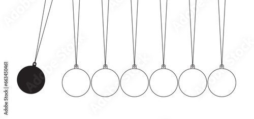 Newton's cradle, pendulum with swinging spheres or ball. Business, leadership, teamwork or communication concept. Hanging balancing balls of newtons cradle science. Balance, Hypnosis, newtons cradle. 