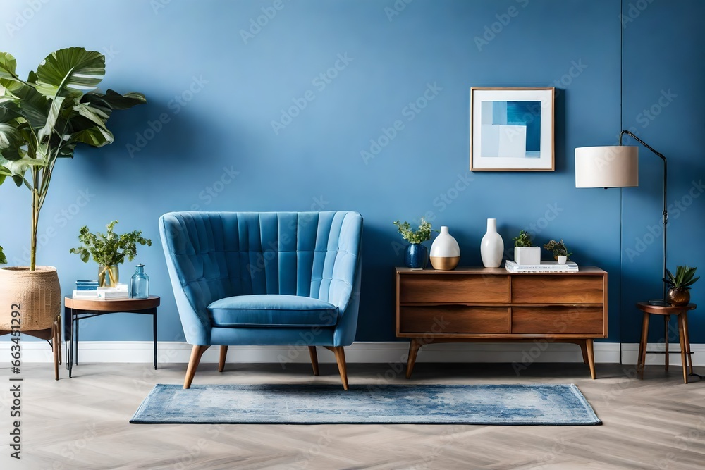 Obraz na płótnie  modern living room interior composition featuring a plush and inviting armchair, w salonie