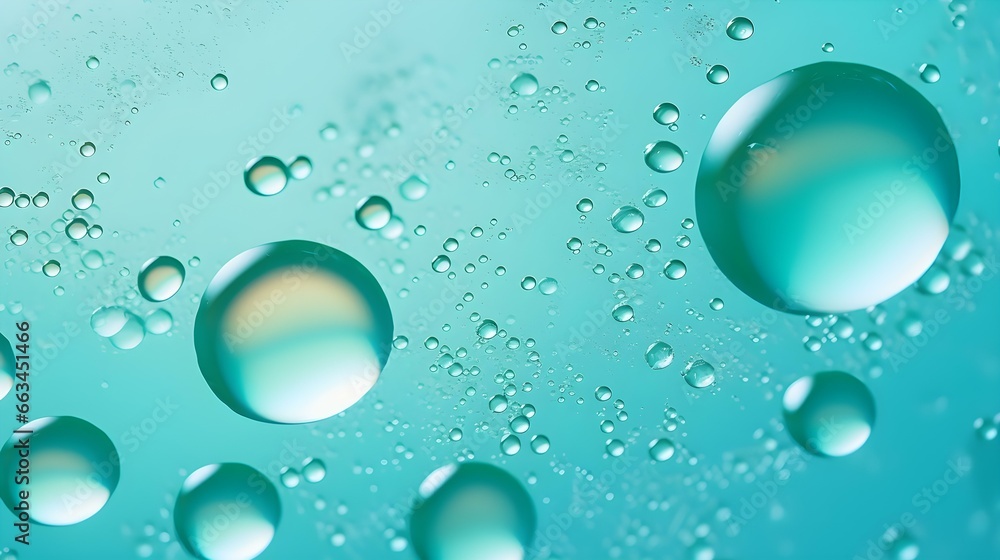 Abstract Background of Water Bubbles in turquoise Colors. Modern Wallpaper