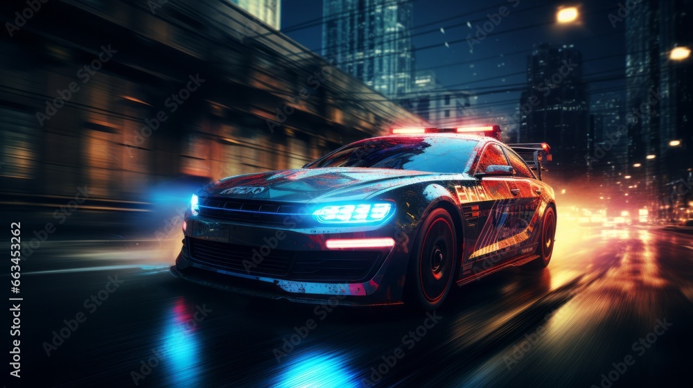 police car in the city ai generated