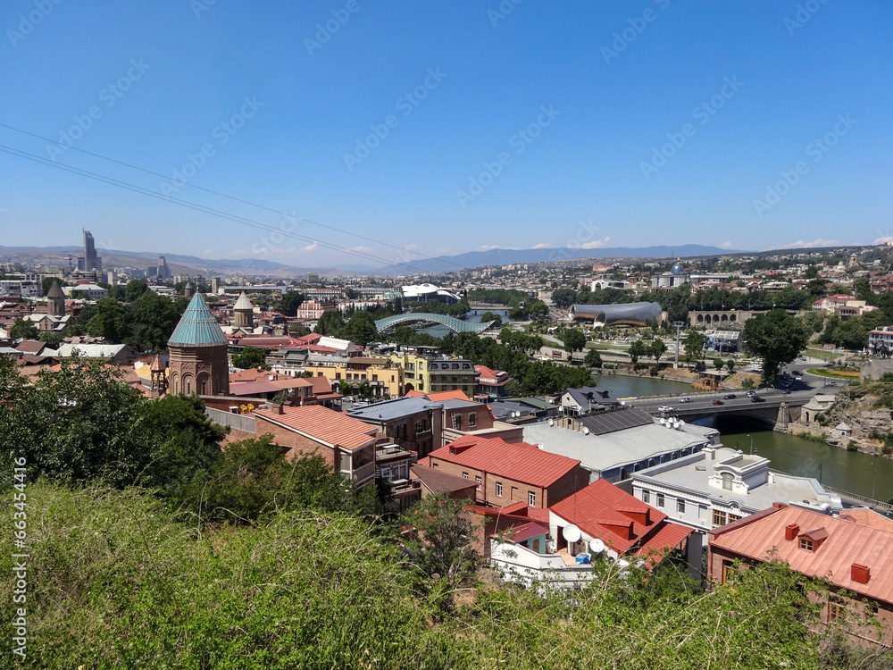 Fototapeta premium Panoramic view of Tbilisi from Orbiri Street